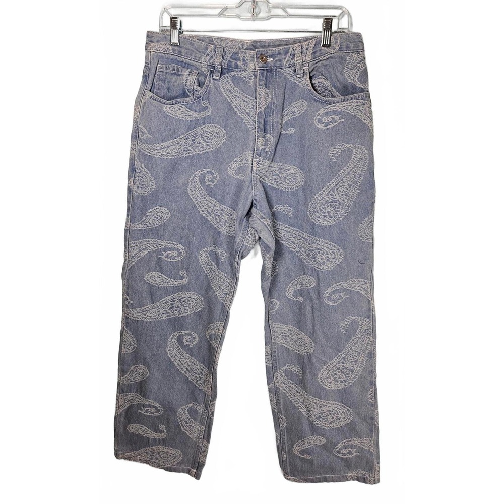 THISISNEVERTHAT Men's Paisley Printed Denim Jeans Size Medium